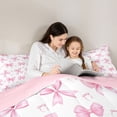 thumbnail image 4 of Feelyou Cartoon Pink Bowknot Twin Bedding Sets 7-Piece, Boys Girls Bedding Comforter Set, 4 of 8
