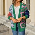 thumbnail image 2 of Sentmoon Trendy Clothes Oversized Long Sleeve Knitted Tops for Women Button up with Pattern Breathable Loose Knitted Cardigan Women Fall and Winter Trendy for Work Appropriate Sweater Green L, 2 of 9