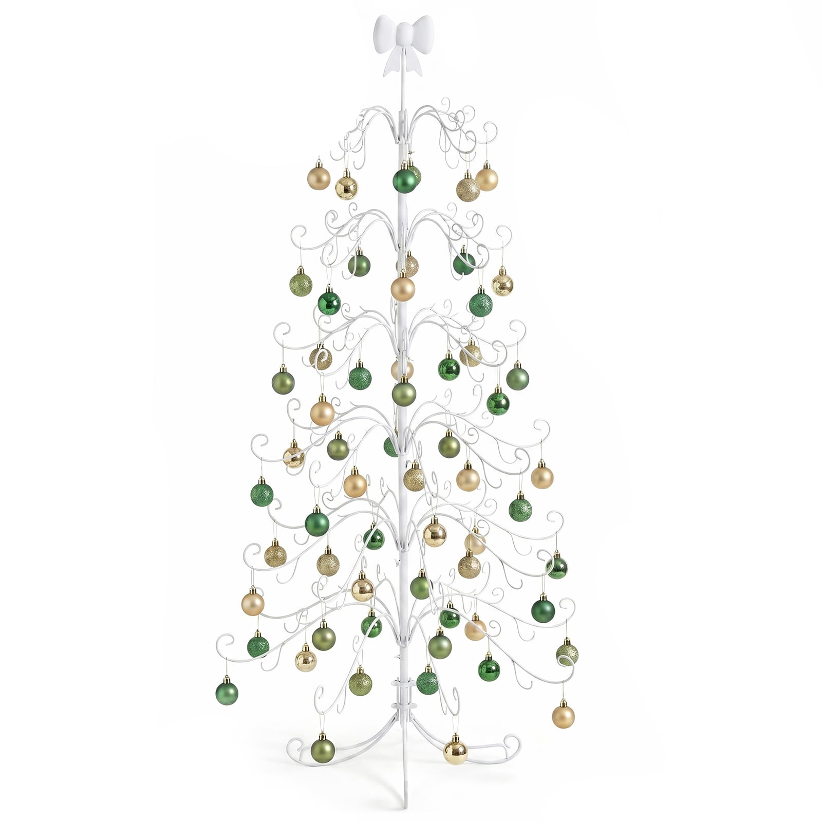 6ft White PVC Metal Artificial Christmas Tree with Bow Topper, No Extra Ornaments, Daily Decor Tree