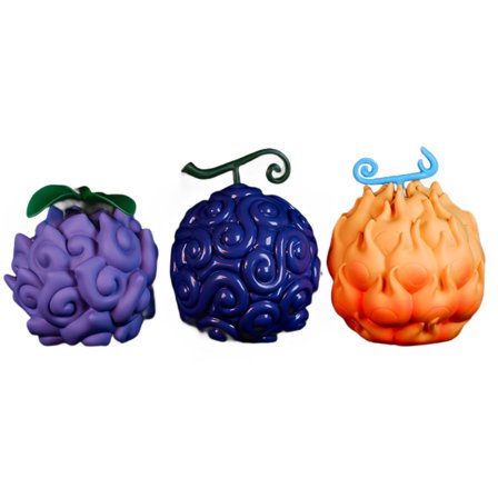 Njube The devil's fruit (Blue&Purple&Orange) PVC Action Anime Figure Collectible Model Doll Ornament Statue Birthday Gift (3PCS)