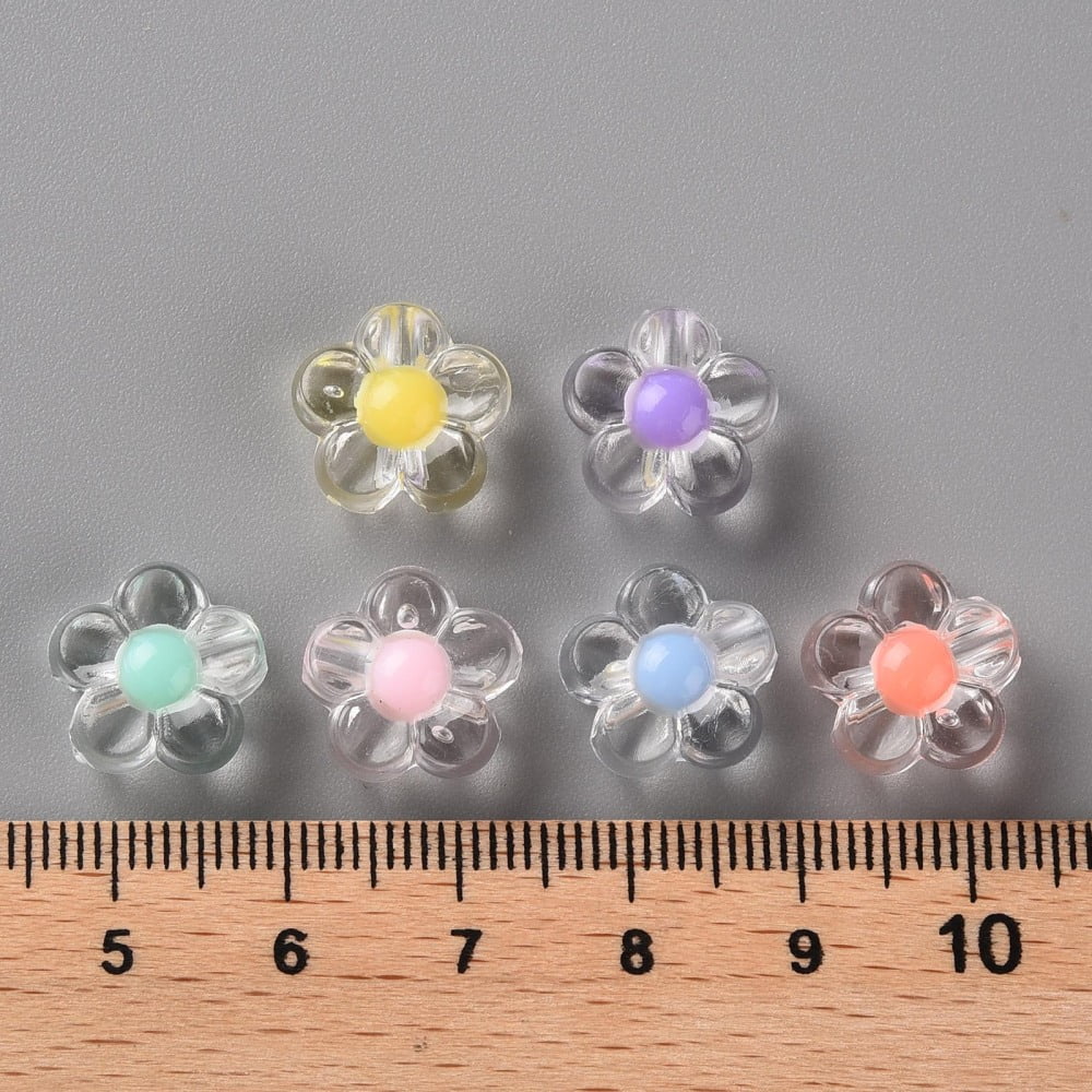 500 g Transparent Acrylic Beads Bead in Bead Flower Mixed color 12x12.5x6mm Hole: 2.5mm 893pcs/500g