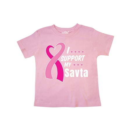 

Inktastic Breast Cancer Awareness I Support My Savta with Pink Ribbon Gift Toddler Boy or Toddler Girl T-Shirt