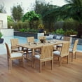thumbnail image 2 of Modway Marina 9 Piece Outdoor Patio Teak Dining Set in Natural White, 2 of 7