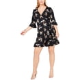thumbnail image 1 of Vestido Soprano cruzado Floral para mujer negro 1X, 1 of 1