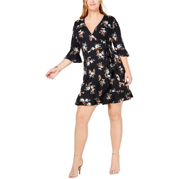 Vestido Soprano cruzado Floral para mujer negro 1X