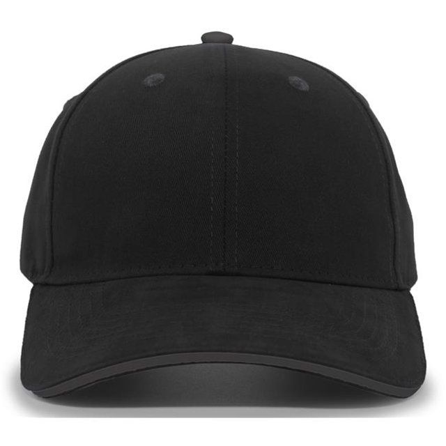 Brushed Twill Cap with Sandwich Bill, Black & Charcoal - One Size