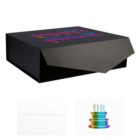 Jinming Birthday Gift Box, Black Magnetic Box For Birthday, 13.5X9X4.1 Inches