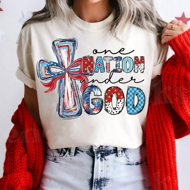 Une Nation sous Dieu, Tee-Shirt du 4 Juillet - Blanc - TG