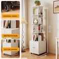 thumbnail image 4 of GDF Studio 70" 5-Tier Rotating Bookshelf with Cabinet, 360° Spinning Corner Bookcase, Home Office, White, 4 of 5
