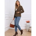 thumbnail image 4 of DARING DIVA Women's Notched Lapel Long Sleeve Work Blazer with Pocket XS Brown, 4 of 6