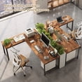 thumbnail image 3 of Amadwell 63 Inch Reversible L Shaped Desk with 0.95 Inch Thicker Desktop,Power Outlets Computer Desk,Corner Gaming Desk for Home Office, Metal Frame, Rustic Brown, 3 of 9