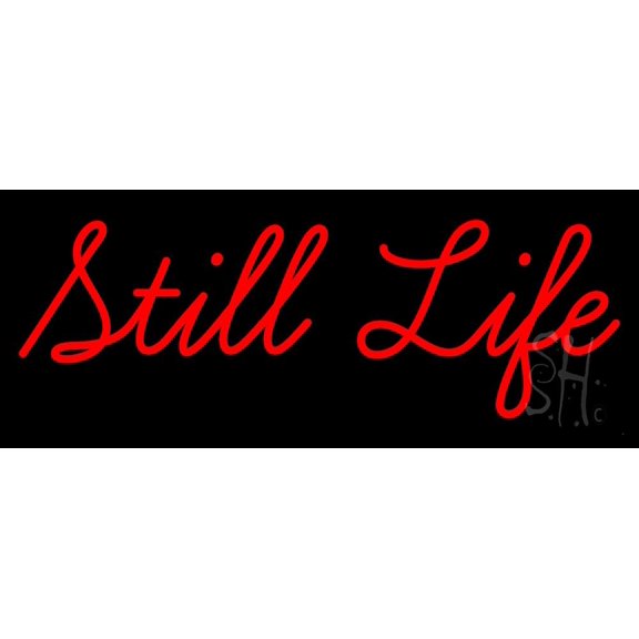 Red Still Life LED Neon Sign 13 x 32 - inches, Clear Edge Cut Acrylic Backing, with Dimmer - Bright and Premium built indoor LED Neon Sign for art gallery, and exhibition.