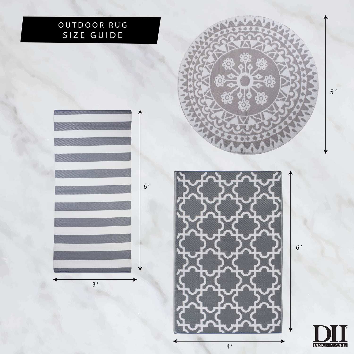 DII Gray Diamond Outdoor Rug