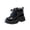 Black, variant on Non Slip Shoes, Kid's Boots, Kid's Winter Boots, Walking Shoes, Boys Girls Combat Boots Patent Leather Outdoor Chunky Ankle Hiking Boots Sneaker High Top Casual Lace Up Shoes, Yellow US-13C/EU-29