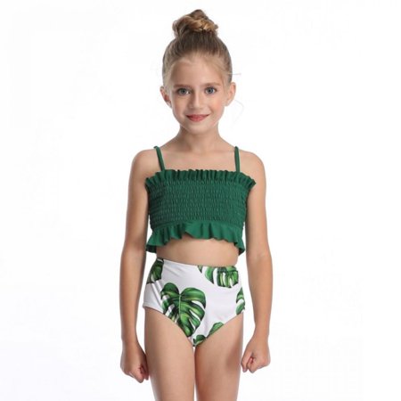 

Girls Bikini High Waist Bathing Suit Strapless Two Piece Swimsuit