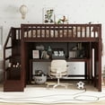 thumbnail image 2 of Full Size loft bed with movable desk and storage shelf, featuring storage stairs,Espresso, 2 of 21