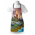 thumbnail image 3 of Scenery Apron Dreamy Ancient Times Middle Age Inspired Princess Castle Near Lake Stones Moss, Unisex Kitchen Bib Apron with Adjustable Neck for Cooking Baking Gardening, Multicolor, by Ambesonne, 3 of 3