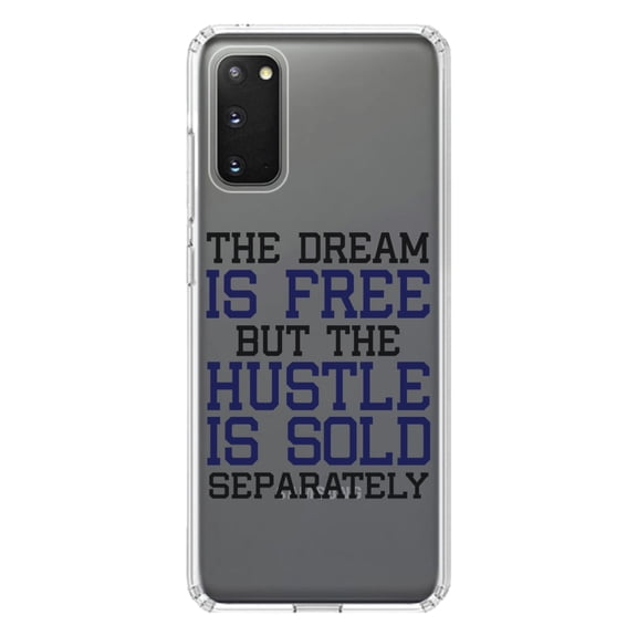 DistinctInk Clear Shockproof Hybrid Case for Galaxy S20 PLUS / 5G (6.7" Screen) - TPU Bumper Acrylic Back Tempered Glass Screen Protector - The Dream is Free Hustle Sold Separately