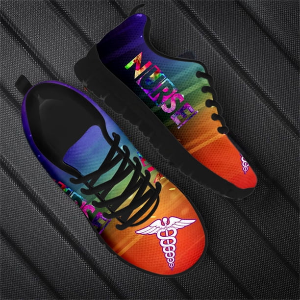Zapatos planos de mujer con diseño de marca de enfermera kawaii, zapatillas de enfermería casuales a la moda, lindos zapatos con cordones con estampado médico para caminar para estudiantes