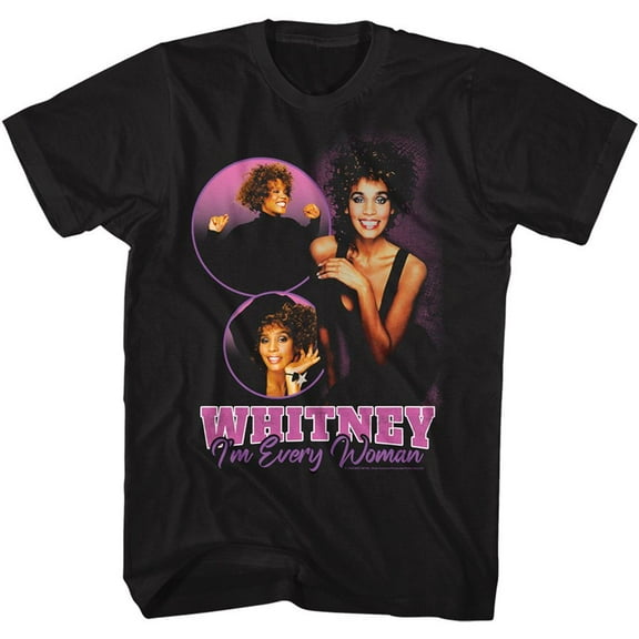 Whitney Houston Whitney Im Every Woman Collage Black Adult T-Shirt