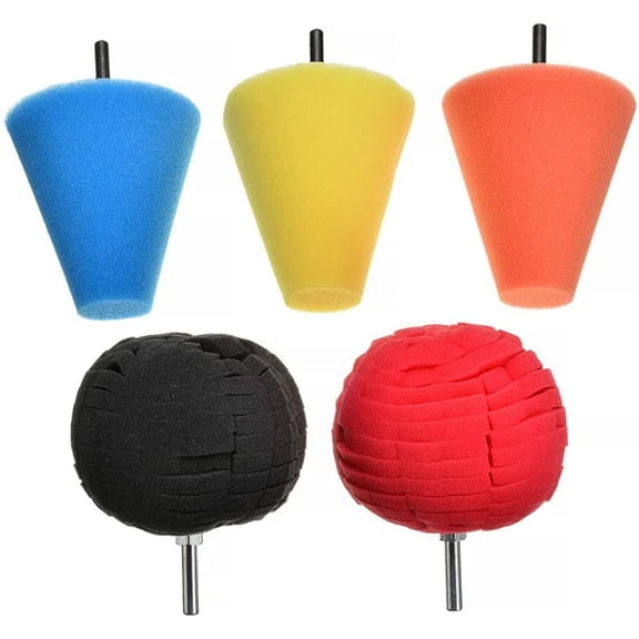 Foam Drill Polishing Cone Ball Pads Kit Car Hub Waxing Buffing Wheel Polisher 4"