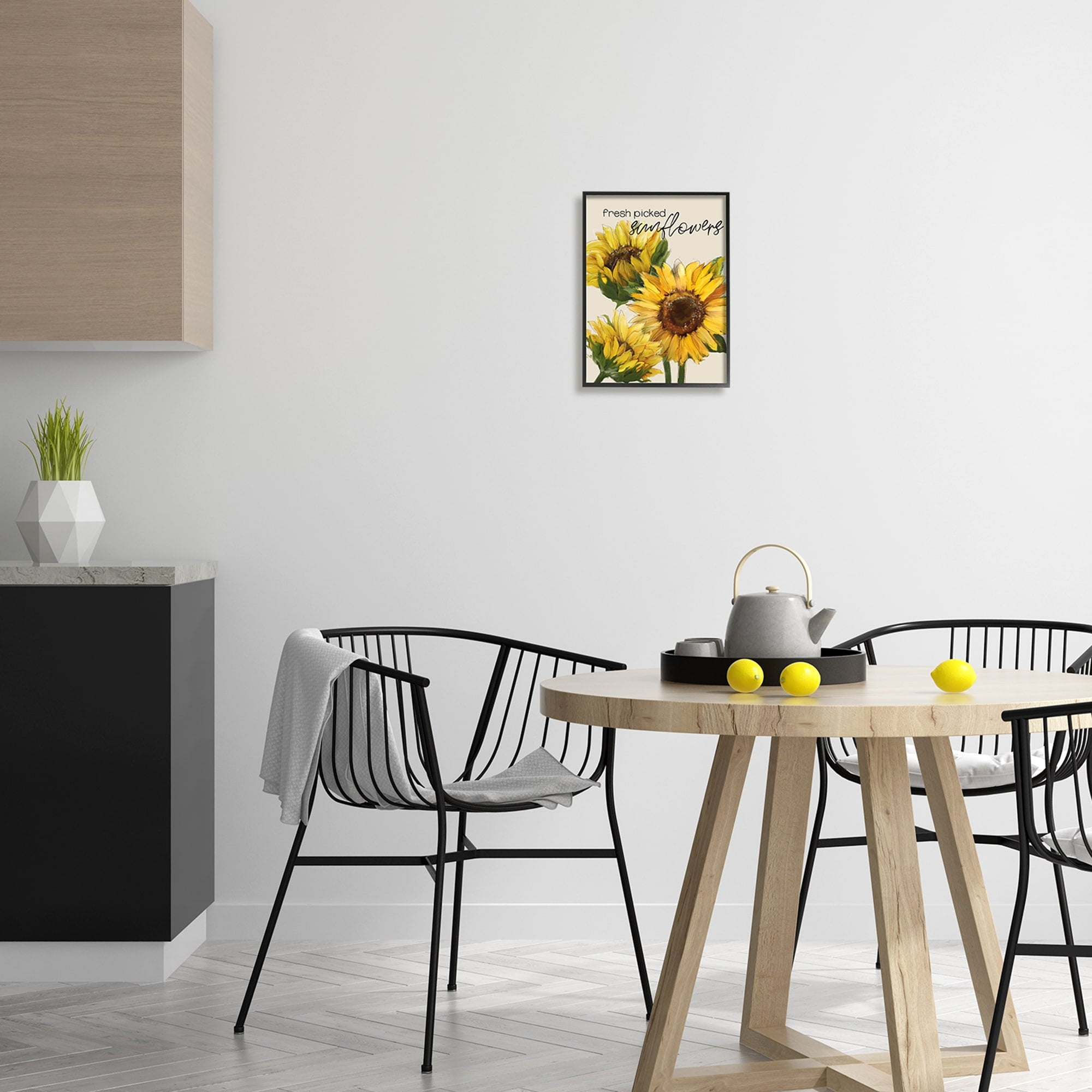 Stupell Industries Fresh Picked Sunflowers Calligraphy Vivid Yellow Blossoms Graphic Art White Framed Art Print Wall Art, Design by Conrad Knutsen