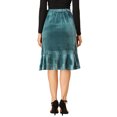 thumbnail image 3 of Allegra K Women's Split Ruffle Trim Tie Velvet Knee Length Wrap Asymmetrical Skirt, 3 of 5