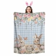 thumbnail image 2 of Throw Blanket Fleece Throw Blanket 50x80in, Watercolor Flower Butterflies Easter Rabbits Soft Lightweight Bed Blankets Blue Stripes Fuzzy Couch Blankets for All Season, 2 of 9