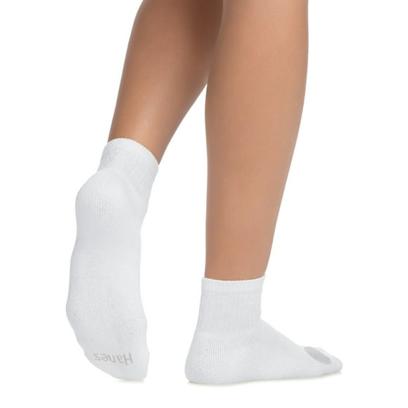 Hanes Womens Cool Comfort Ankle Socks 6-Pack, 5-9, White w/Grey Vent, 5-9