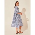 thumbnail image 5 of Women's Floral Tie Neck Lantern Sleeve Midi Dress 100% Rayon Fabric for Effortless Everyday Chic and Stylish Weekend, 5 of 14