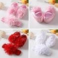 thumbnail image 4 of Toddler Baby Girl Satin Cloth Bowknot Princess Shoes,Soft Sole Walking Shoes Headband Set Set, 4 of 9