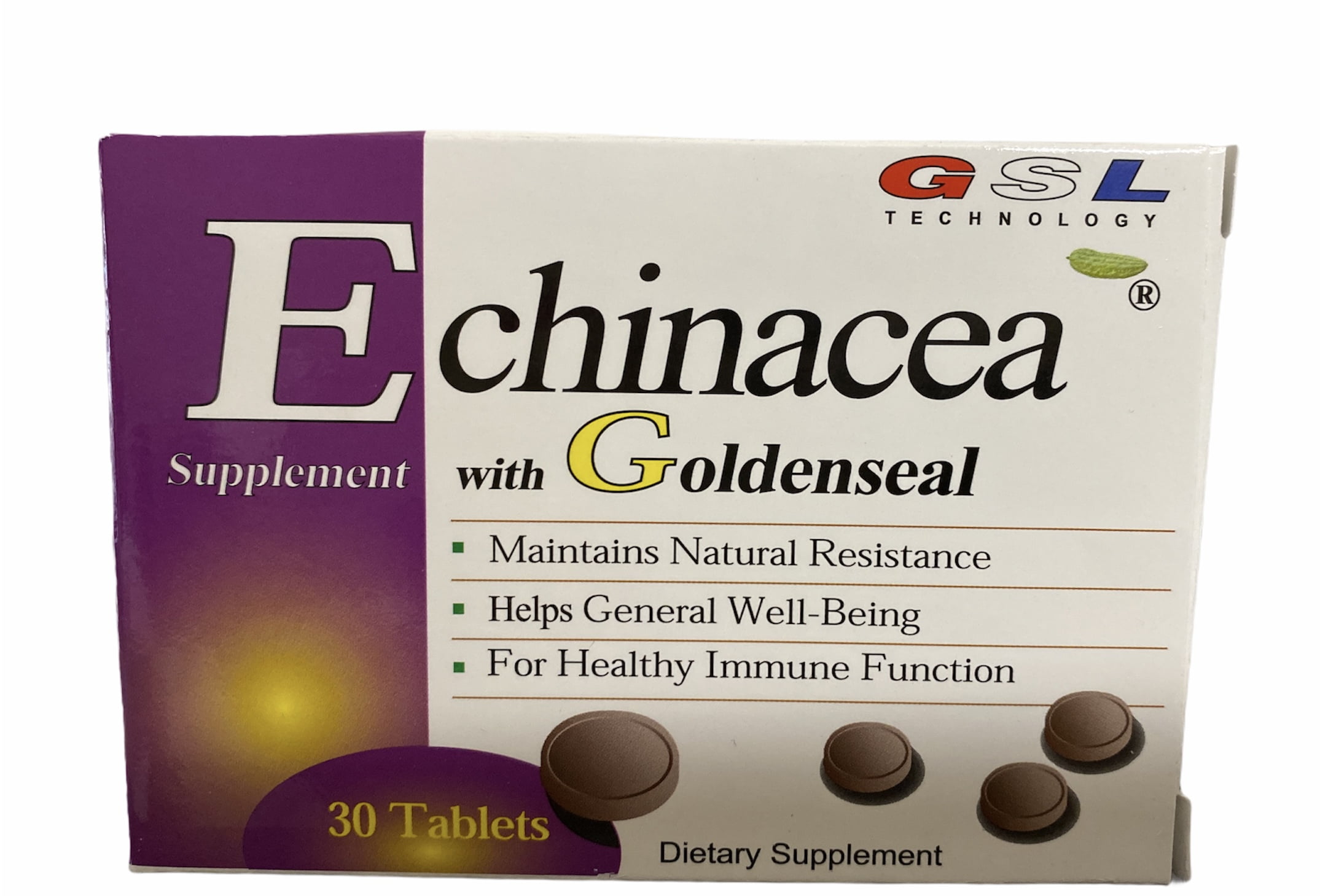 GSL ECHINACEA WITH GOLDENSEAL HEALTHY IMMUNE SUPPORT NATURAL RESISTANCE 30 TB
