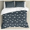 thumbnail image 1 of Grey and White Queen Size Duvet Cover Set, Thunders and Rain in the Sky Pattern Moody Dark Wet Weather, Decorative 3 Piece Bedding Set with 2 Pillow Shams, Grey White and Dark Blue, by Ambesonne, 1 of 3