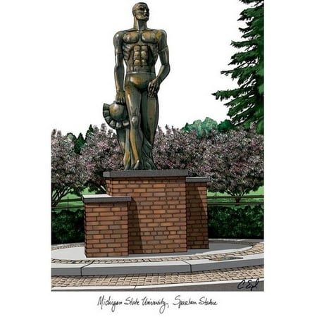 Michigan University Framed Lithograph - Michigan State University, Spartan, Campus Images Lithograph Print