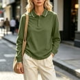 thumbnail image 6 of Casual Fall Spring Fall Outfits Women Collared Summer Fashion Business Casual Solid-Color Long-Sleeved Button-Down Shirt Top Army Green M, 6 of 7