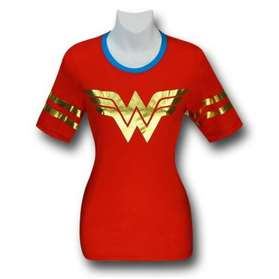 Wonder Woman Gold Foil Women's Athletic T-Shirt-Fitted Small