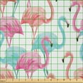 thumbnail image 2 of Ambesonne Watercolor Fabric by the Yard Microfiber, Hawaii Flamingos, 3 Yards, Pale Blue Salmon Pink, 2 of 2