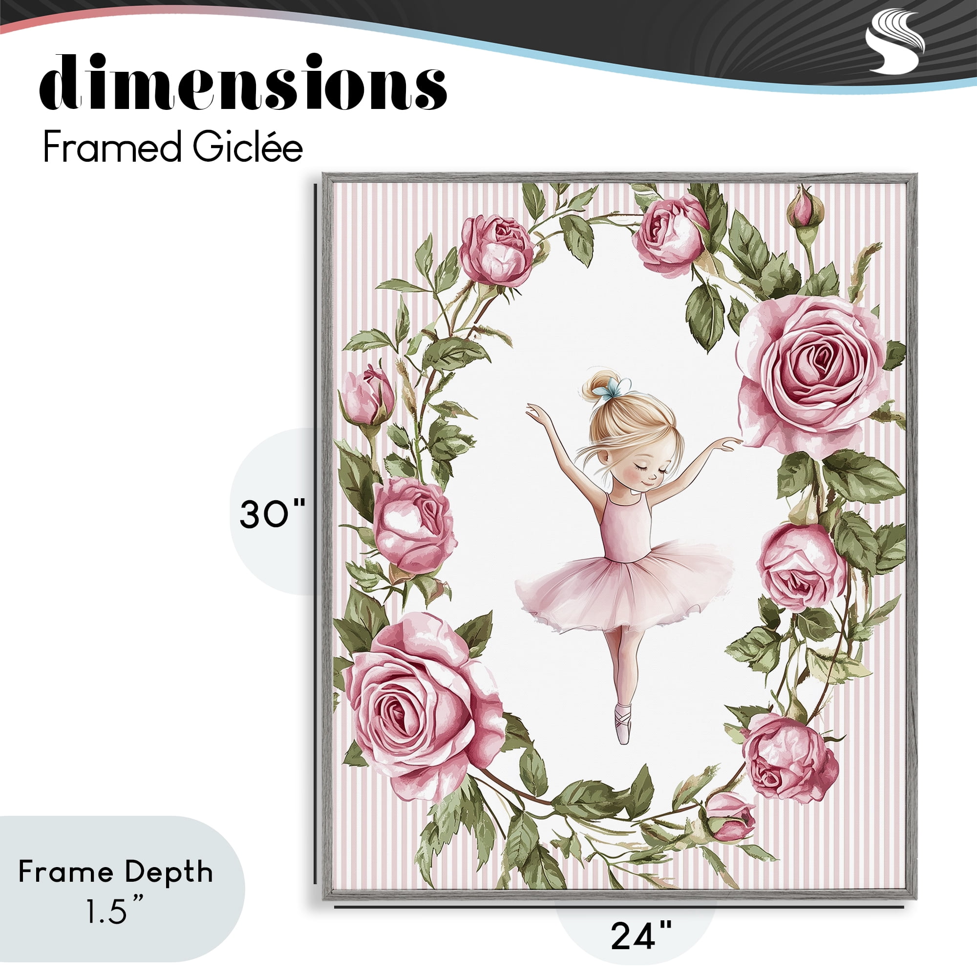 Stupell Industries Little Rose Dance Gray Framed Giclee Art, design by Christine Simpson Art