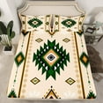 thumbnail image 2 of Manfei Brown Boho Bohemain Full Size Sheets,Green Aztec Floral Bed Sheets,Bohemain Geometry Sheet Sets,Breathable Room Decorative,4 Pieces, 2 of 7