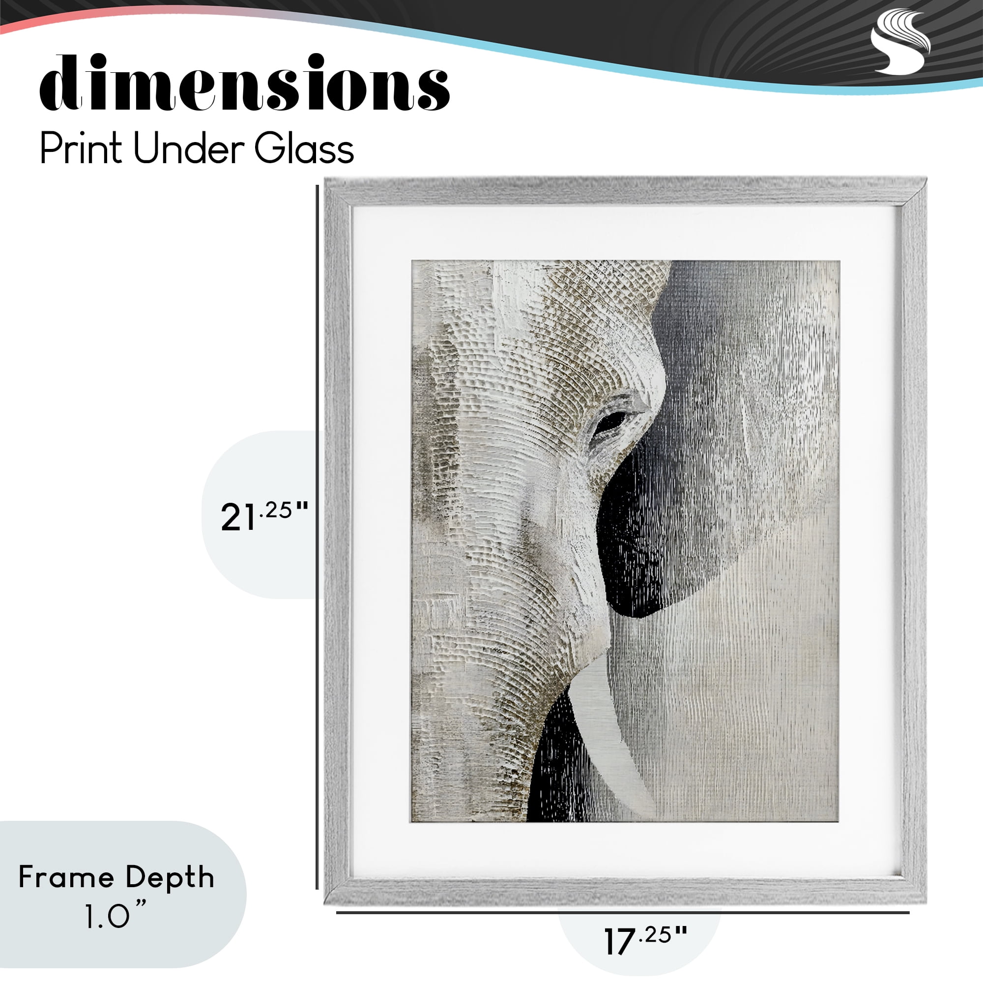 Stupell Industries Faux Textured Elephant Gray Framed Print Under Glass, design by LSR Design Studio