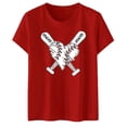 thumbnail image 4 of JLFKNG Womens Casual T-Shirts Fashion Sports Baseball Print Round Neck Short Sleeve Casual T Shirt Tops Breathable Loose Fit Womens Dailywear, 4 of 5