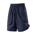 thumbnail image 6 of Men Shorts Jeans Summer Gym Shorts for Men Loose Elastic Waist Drawstring Cargo Shorts with Pocket Lightweight Casual Sports Shorts Dark Blue S, 6 of 7