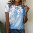 thumbnail image 1 of Hauts d'Été Grande Taille pour Femmes Décontracté Ample Imprimé Floral Col Rond Manches Courtes T-Shirt Col en V Femmes en Liquidation, 1 of 8