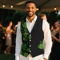 thumbnail image 4 of Yuyamidu Green Leaves Men's Formal Suit Vest Fit for Business or Casual Dress St. Patrick's Day Slim Fit Waistcoat with Pockets Size S, 4 of 7