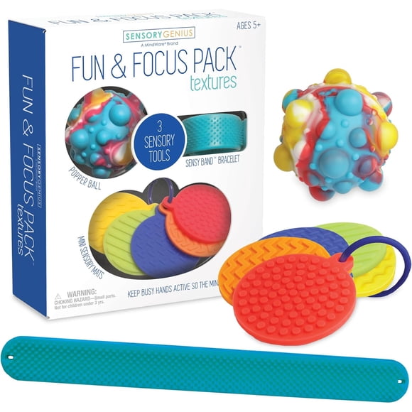 Sensory Genius Fun & Focus Pack: Textures Fidget Toy Set with Diverse Textures & Colors - Ages 5 & Up
