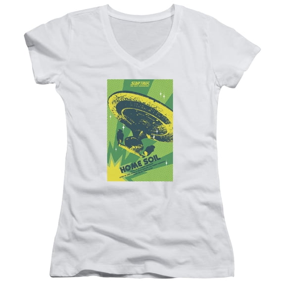 Star Trek Tng Season 1 Episode 18 Junior Women's V-Neck T-Shirt White