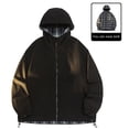 thumbnail image 2 of Rain Jacket Men Oversized Waterproof Windbreaker Jackets Trendy Two-Sided Plaid Hooded Coats Zip Up Winter Outerwear, 2 of 7