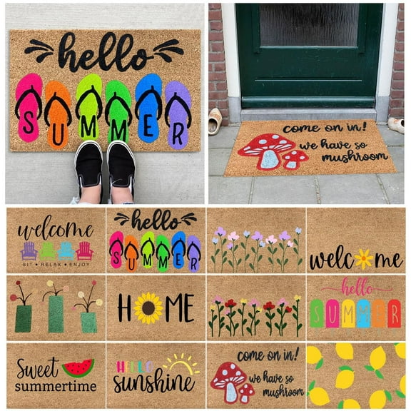 Floor Mat*1 1Pcs Summer Floor Mats Holiday Mats Welcome Door Mats Polyester Door Mat Beach Non Slip Floor Mat Carpet
