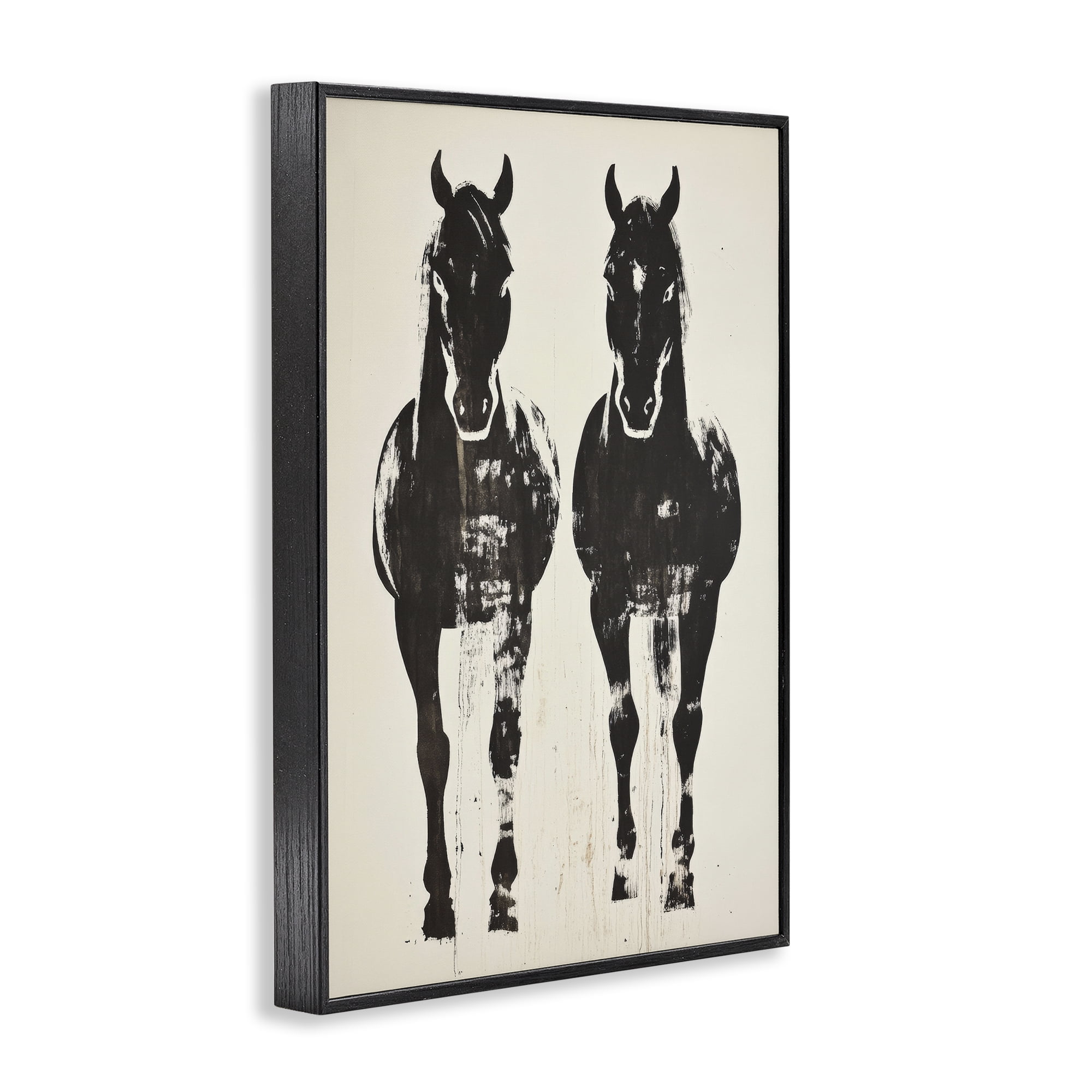 Stupell Industries Silhouetted Horse Couple Black Framed Giclee Art, design by Petal Prints Design