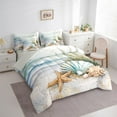 thumbnail image 3 of jejeloiu Sealife Starfish Shell Bedding Comforter Set 7-Piece,Ocean Sea Theme King Bedding Sets,Rustic Farmhouse Cabin Bed Sheets,Lightweight Bedroom Decoration Reversible, 3 of 8